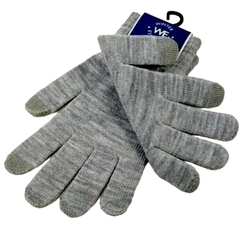 WE Texting Touchscreen Gloves 2 Pair Warm Winter Stretchy Knit Gray OS Unisex